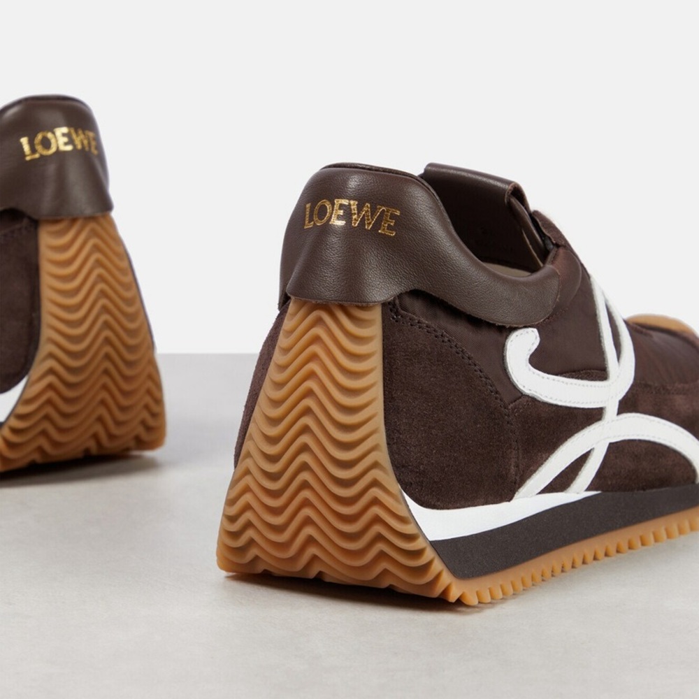 Loewe Flow Runner Nylon and Suede Sneakers in Chocolate Brown ‘Shitake Mushroom’ - Picture 5 of 16